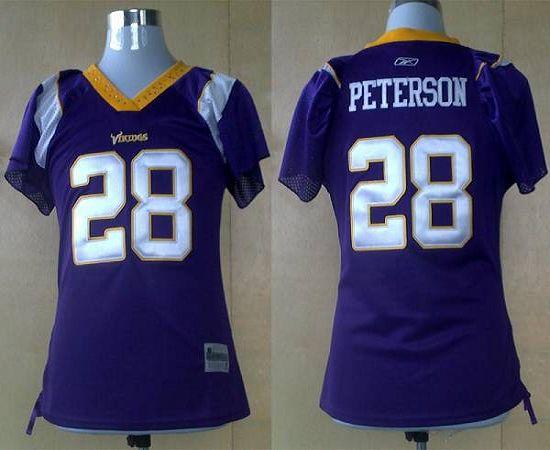Vikings #28 Adrian Peterson Purple Women's Field Flirt Stitched NFL Jersey - Click Image to Close